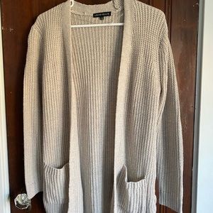 Cream Pocket Cardigan with Lace Up Details